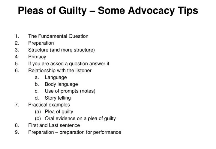 pleas of guilty some advocacy tips