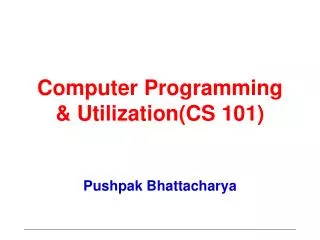 Computer Programming &amp; Utilization(CS 101)