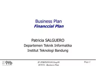 Business Plan Financcial Plan