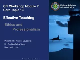 CFI Workshop Module 7 Core Topic 13 Effective Teaching