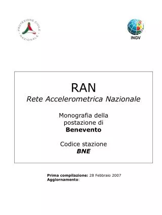 ran rete accelerometrica nazionale monografia della postazione di benevento codice stazione bne