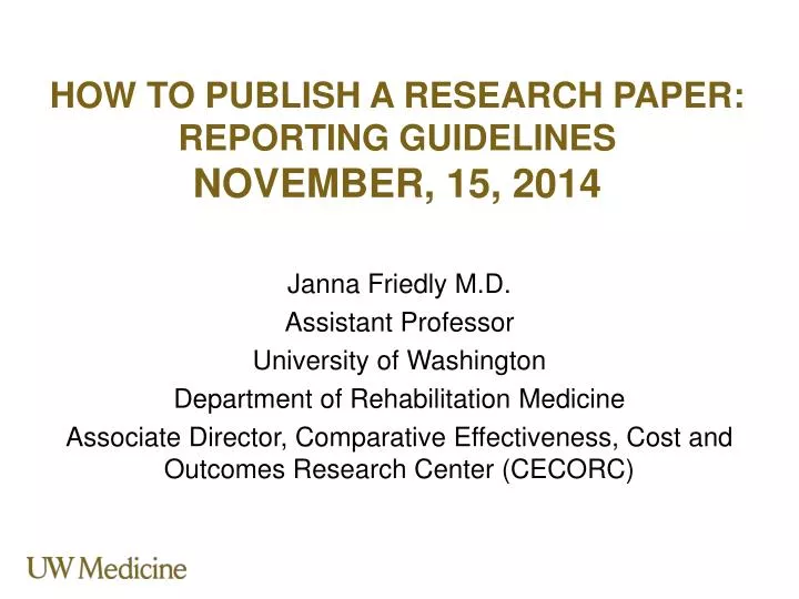 how to publish a research paper reporting guidelines november 15 2014