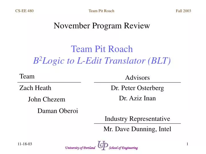 november program review team pit roach b 2 logic to l edit translator blt