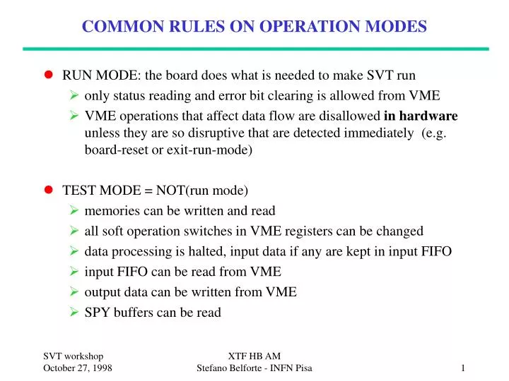 common rules on operation modes