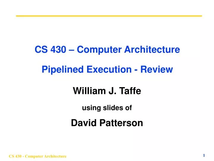 cs 430 computer architecture pipelined execution review