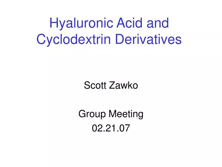 hyaluronic acid and cyclodextrin derivatives