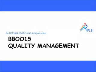 BBOO15 QUALITY MANAGEMENT