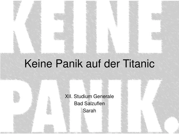 keine panik auf der titanic