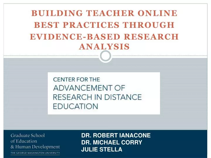 building teacher online best practices through evidence based research analysis