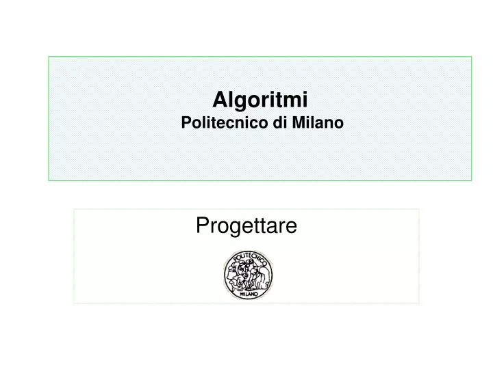 algoritmi politecnico di milano