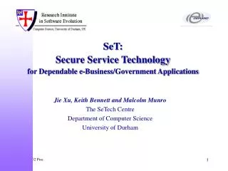 SeT: Secure Service Technology for Dependable e-Business/Government Applications