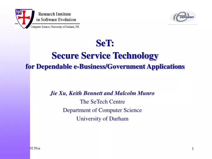 set secure service technology for dependable e business government applications