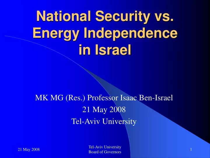 national security vs energy independence in israel
