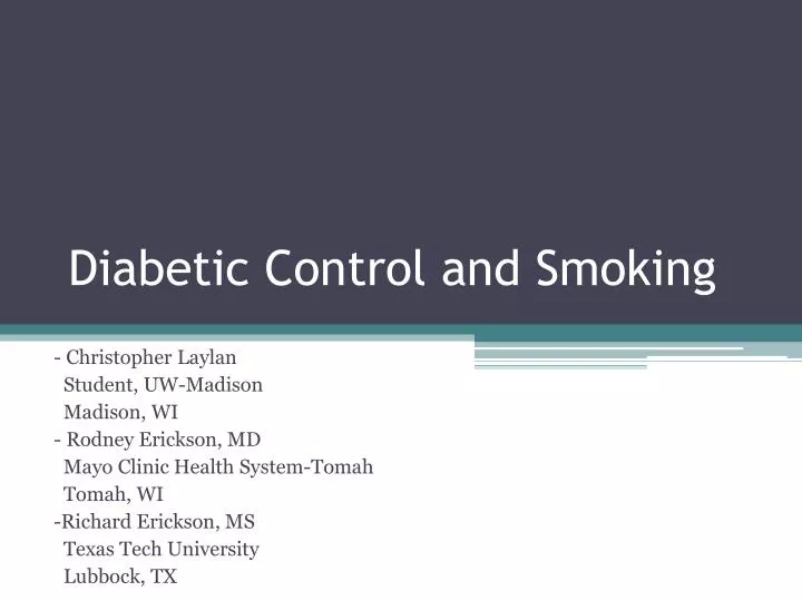 diabetic control and smoking