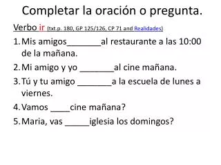 completar la oraci n o pregunta