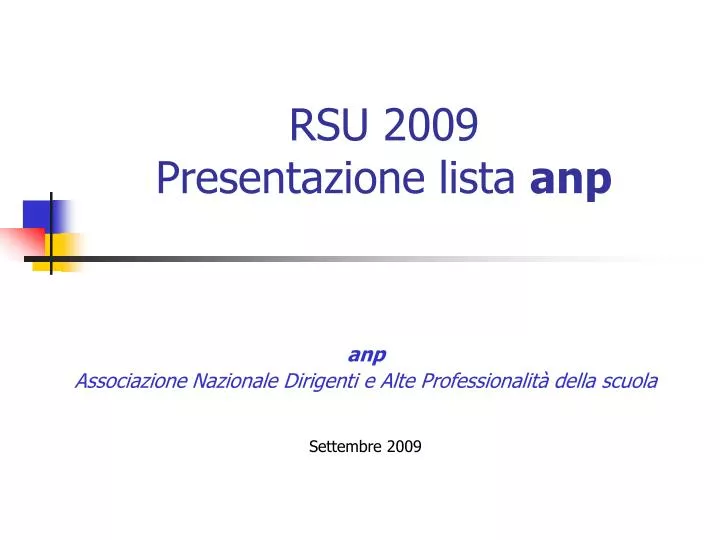 rsu 2009 presentazione lista anp