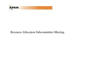 Resource Allocation Subcommittee Meeting