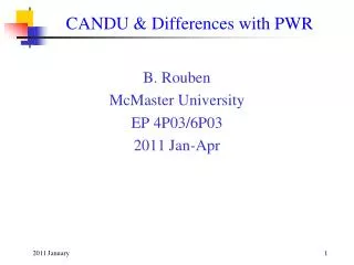 CANDU &amp; Differences with PWR