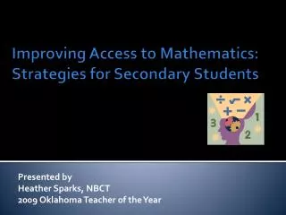Improving Access to Mathematics: Strategies for Secondary Students