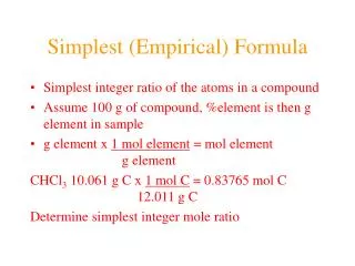 Simplest (Empirical) Formula