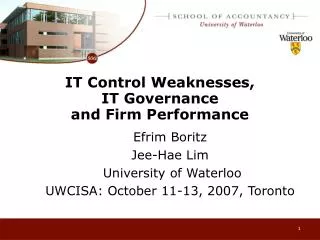 IT Control Weaknesses, IT Governance and Firm Performance