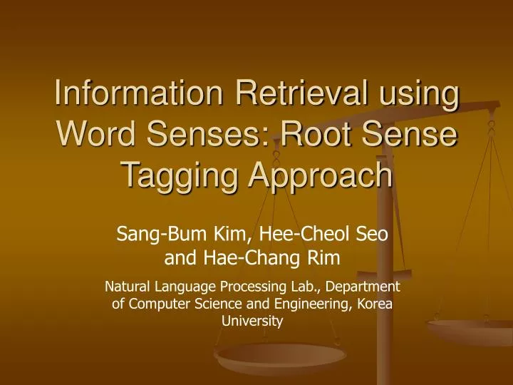 information retrieval using word senses root sense tagging approach