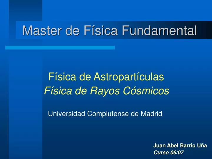 master de f sica fundamental