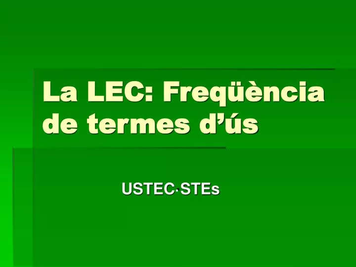 la lec freq ncia de termes d s