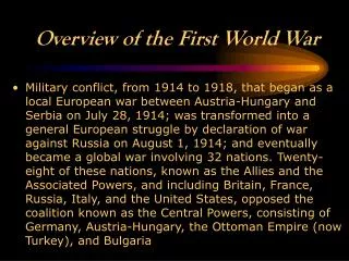 Overview of the First World War