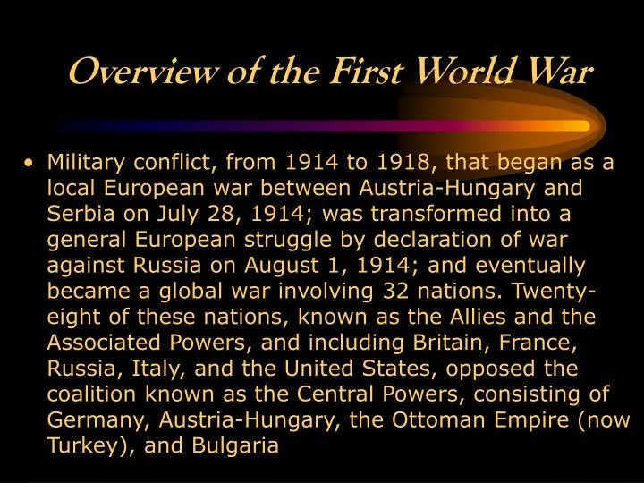overview of the first world war