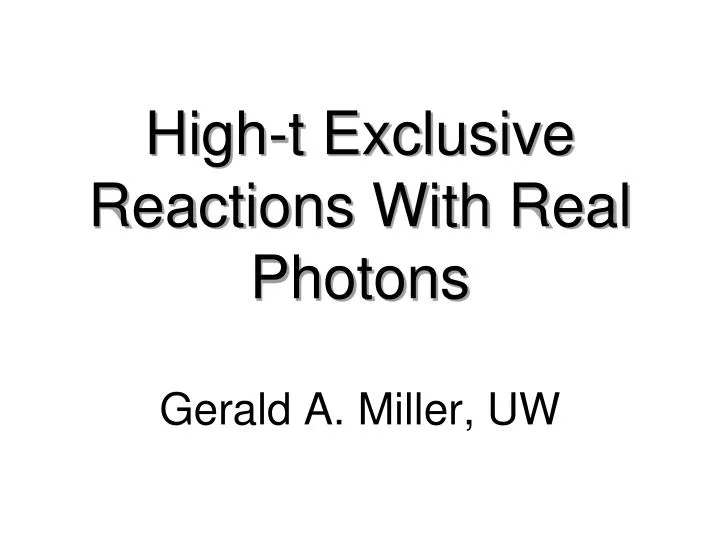high t exclusive reactions with real photons