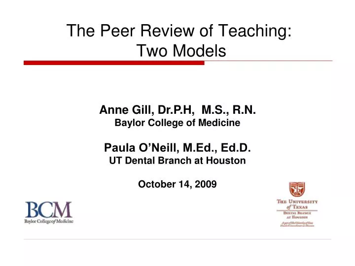 the peer review of teaching two models