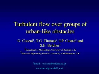 Turbulent flow over groups of urban-like obstacles