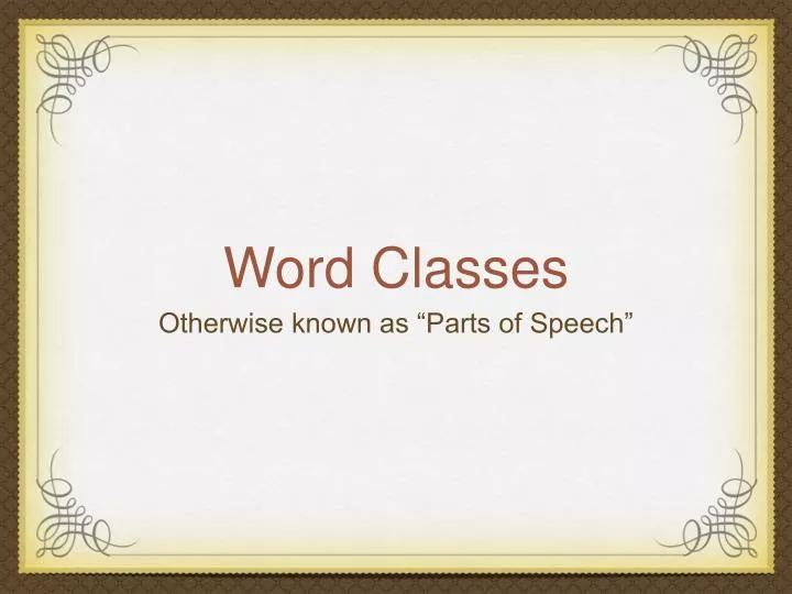 word classes