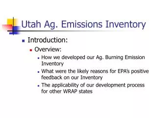 Utah Ag. Emissions Inventory