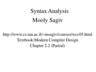 Syntax Analysis