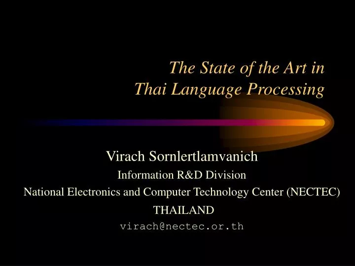 the state of the art in thai language processing