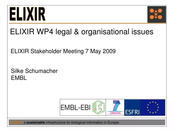 elixir wp4 legal organisational issues