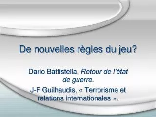 de nouvelles r gles du jeu