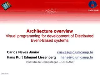 Architecture overview Visual programming for development of Distributed Event-Based systems