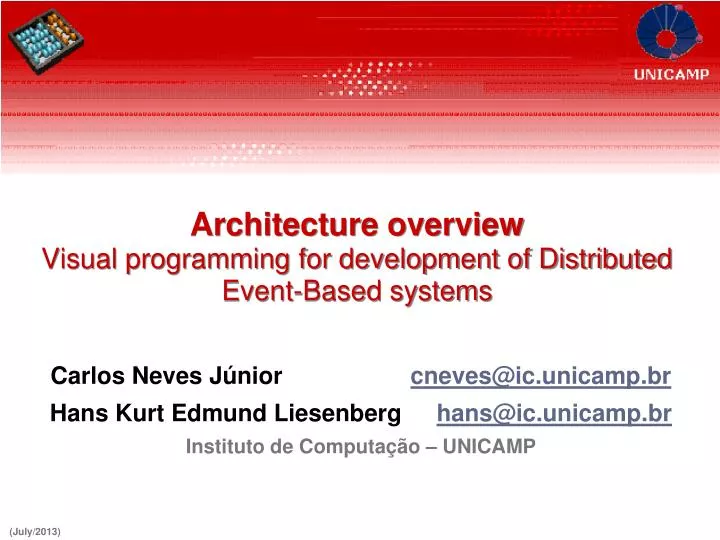 architecture overview visual programming for development of distributed event based systems