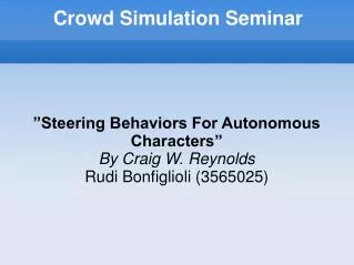 Crowd Simulation Seminar