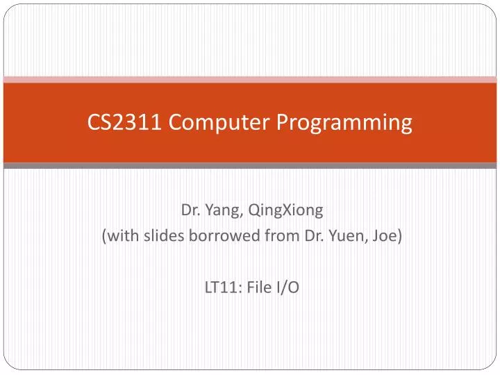 cs2311 computer programming