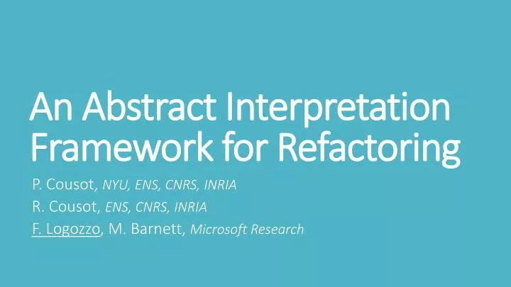 an abstract interpretation framework for refactoring