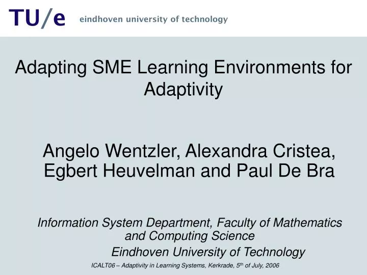 adapting sme learning environments for adaptivity