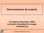 Reconnaissance de la parole