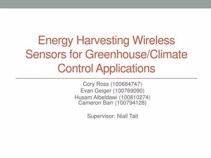 energy harvesting wireless sensors for greenhouse climate control applications