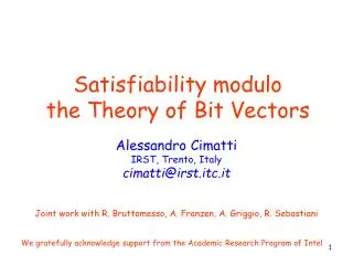 Satisfiability modulo the Theory of Bit Vectors