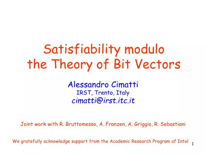 satisfiability modulo the theory of bit vectors