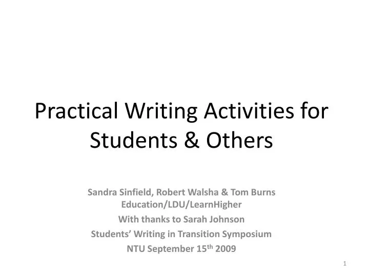 practical writing activities for students others
